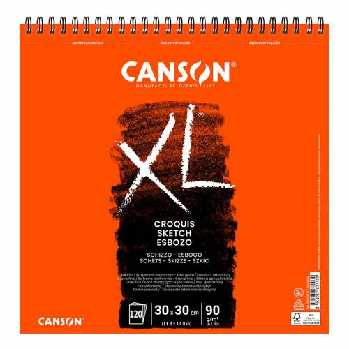 Альбом для ескізів Canson XL Sketch Pad 90г/м 30*30см 120 аркушів спіраль C200787117