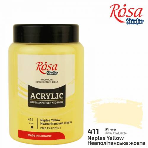 Краска акриловая Rosa Studio 400мл 411 Неаполитанская желтая