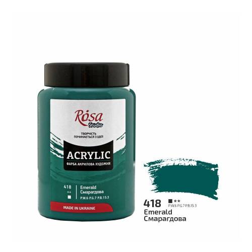 Краска акриловая Rosa Studio 400мл 418 Изумрудная