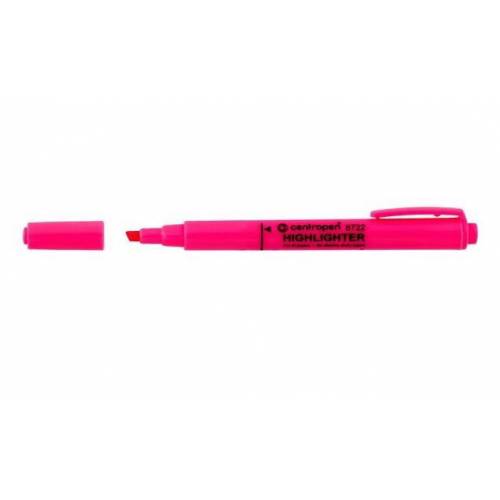 Текстовыделитель Centropen 8722/09 тонкий скошенный 1-4мм флюорисц. розовый (с держателем на корпусе)
