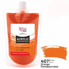 Краска акриловая для живописи и декора Rosa Studio 200мл в мягкой упаковке 407 Оранжевая