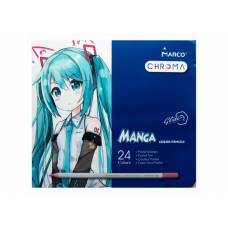 Цветные карандаши  Marco 24цв. 8550-24TN Chroma(Manga) в железн. пен. 