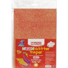 Цветной картон Maxi А4 290г/м2 MX61930 с блёстками флюорисцентный яркий красный (1 лист)