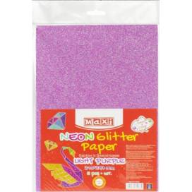 Цветной картон Maxi А4 290г/м2 MX61936 с блёстками флюорисцентный нежный пурпурный (1 лист)