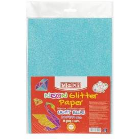 Цветной картон Maxi А4 290г/м2 MX61940 с блёстками флюорисцентный небесный голубой (1 лист)