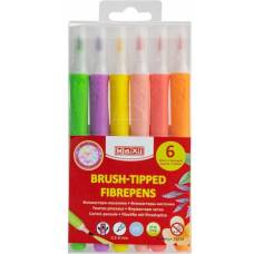 Фломастеры MAXI  6цв MX15238  брашевые Jumbo пастельные 