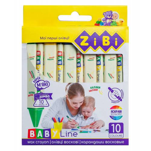 Цветные карандаши воскові ZiBi 10цв ZB.2482 JUMBO треуг BABY Line