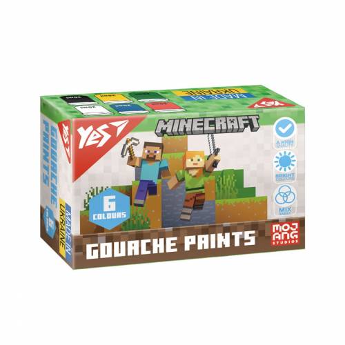 Набір гуашевих фарб YES 6кол 20мл Minecraft 230405 Набір гуашевих фарб YES 6кол 20мл Minecraft 230405