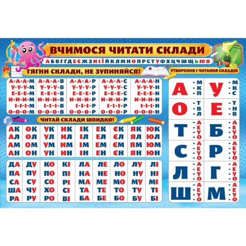 Плакат Экспресс А2 "Вчимося читати склади" PL-01U