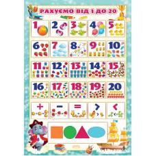 Плакат Экспресс А2 "Рахуємо від 1 до 20" PL-07U Плакат Экспресс А2 "Рахуємо від 1 до 20" PL-07U