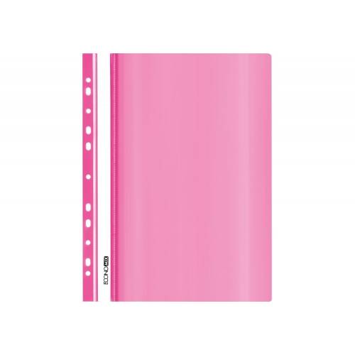 Швидкозшивач Economix A4 31510-09 з перфор. рожевий ГЛЯНЕЦ пластиковий, з прозорим верхом, для файлів