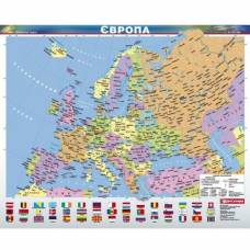 Карта настенная Картография Европы  44*53см политическая 1:12 000 000 папір ламінований