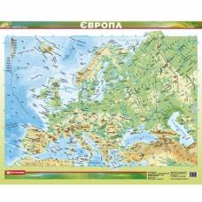 Карта настенная Картография Европы  44*53см физика 1:12 000 000 бумажная ламинированная с планками 