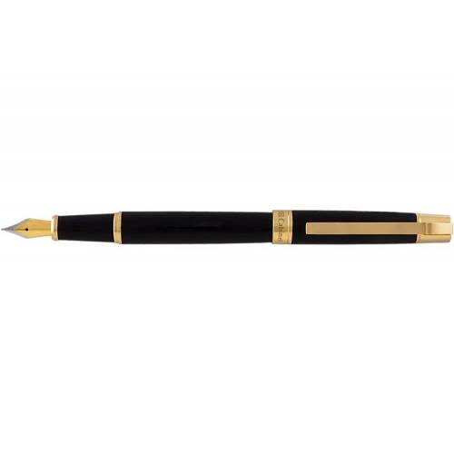 Ручка подарочная Cabinet O16016-15 Toledo, черная с золотистым перьевая, цвет чернил синий, в футляре