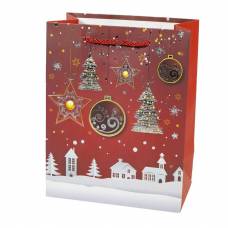Пакет подарунковий UNS Q-869S новогодний 18*23*10 см с фольгой