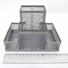 Подставка для канцелярии Josef 3683-S металл 4 отделения цвет серебро 15*10*10см