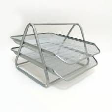 Лоток для паперу металевий горизонтальний J.Otten 2 відділа срібний DSCN1088 