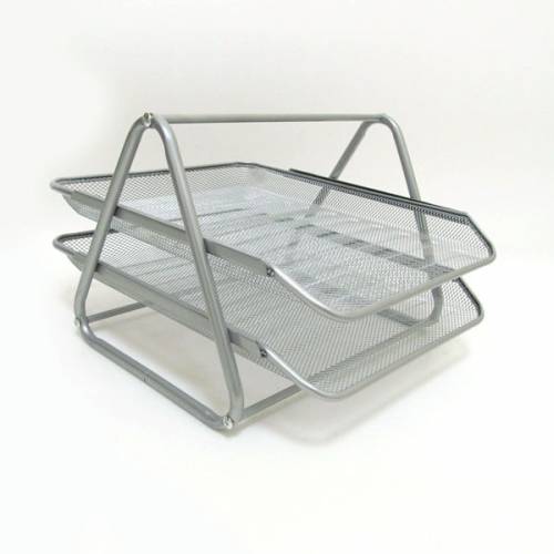 Лоток для паперу металевий горизонтальний J.Otten 2 відділа срібний DSCN1088 