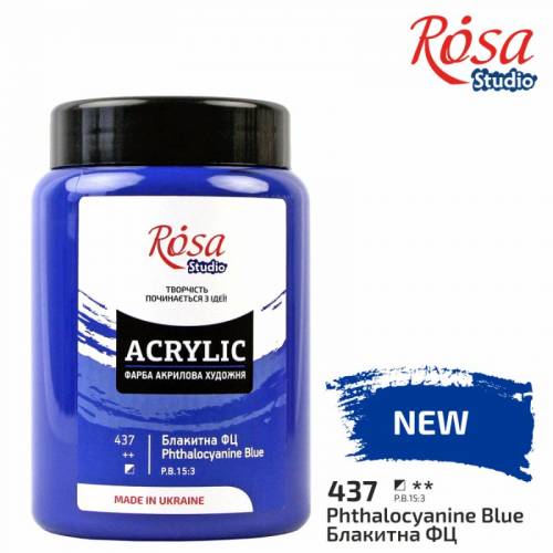 Краска акриловая Rosa Studio 400мл 437 Голубая ФЦ 