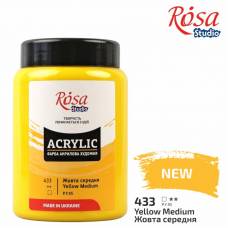 Краска акриловая Rosa Studio 400мл 433 Желтая средняя