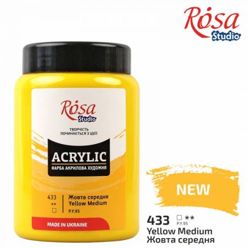 Краска акриловая Rosa Studio 400мл 433 Желтая средняя