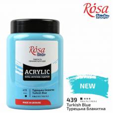 Краска акриловая Rosa Studio 400мл 439 Турецкая голубая 2021р виготовлення