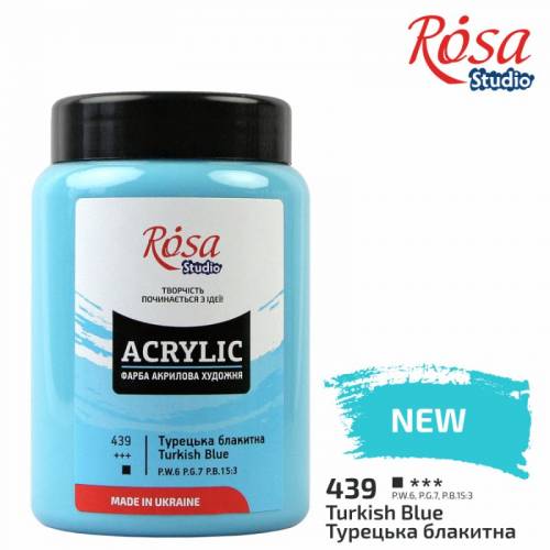 Краска акриловая Rosa Studio 400мл 439 Турецкая голубая 2021р виготовлення
