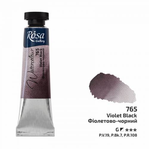 Краска акварельная Rosa Gallery 10мл в тубе 765 фиолетово-черный