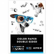 Цветная бумага Kite А5 10л. 10цв двустор K22-293 Dogs