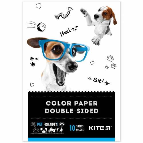 Цветная бумага Kite А5 10л. 10цв двустор K22-293 Dogs