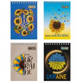 Блокнот Buromax A6 48арк. BM.24645116 обкладинка картон клітинка PATRIOT "SUNFLOWER" пружина зверху