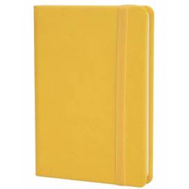 Блокнот Optima A6 128арк. O20390-05 Vivella обкладинка тверда шкірзам з гумкою крем блок лінія, жовтий