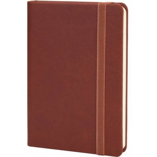 Блокнот Optima A6 128арк. O20390-07 Vivella обкладинка тверда шкірзам з гумкою крем блок лінія, коричневий