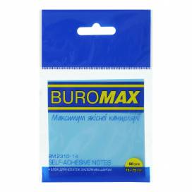 Бумага для заметок с липким слоем Buromax  75*75 50л прозрачная голубая BM.2310-14
