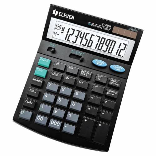 Калькулятор ELEVEN CT-666 NE (виробництво citizen) 12 розрядів з акриловим захистом чорний 860089