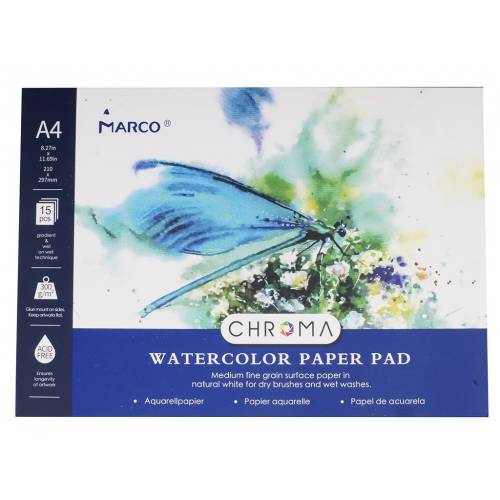Альбом для акварелі Marco 300гр/м А4 15 аркушів клеєний 1071A-15CBP (A4-AQUA)