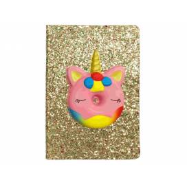 Блокнот ТМ Одесса A5 80арк. тверда обкладинка 5149 клітинка, глітер з сквішем Донат Одноріг 