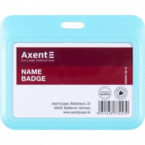 Бейджик Axent 4500-H-22 слайдер горизонтальний  блакитний (без мотузки)