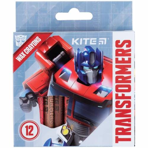 Цветные карандаши восковые Kite 12цв TF24-070 Transformers СУПЕР ЦІНА!