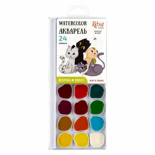 Фарба акварельна Rosa Kids Cats 24кол без пензлика 301206 Фарба акварельна Rosa Kids Cats 24кол без пензлика 301206
