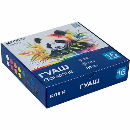 Набір гуашевих фарб Kite Classic 16кол 20мл K-096