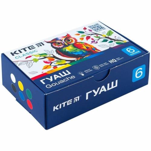 Набір гуашевих фарб Kite Classic  6кол 20мл K-062