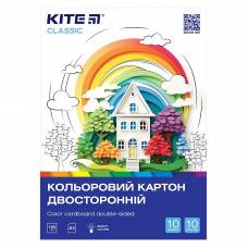 Цветной картон Kite А4 10л 10цв K-255 Kite Classic