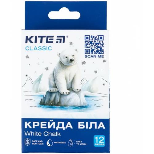 Мел белый Kite 12шт K-079-12 Classic круглая