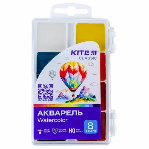 Краска акварельная Kite  8цв K-065 Kite Classic