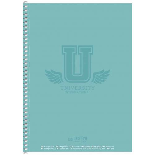 Тетрадь  80л на спирали Школярик B5-080-6525K обложка цветной картон, круглые края, микроперфорация, дырочки для папки сегрегатора, белая бумага 70гр/м2 клетка