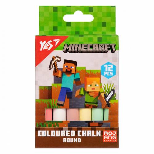 Мел цветной YES 12цв 40514 круглый "Minecraft" 