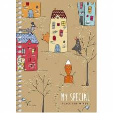 Блокнот Школярик A6 на спіралі 80арк. A6-SC-080-6118 обкл. крафт, крем папір 70гр/м2 без лінування