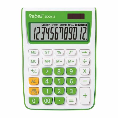 Калькулятор Rebell SDC 912 GR 12 розрядов компактный бело-зеленый 506658 Калькулятор Rebell SDC 912 GR 12 розрядов компактный бело-зеленый 506658