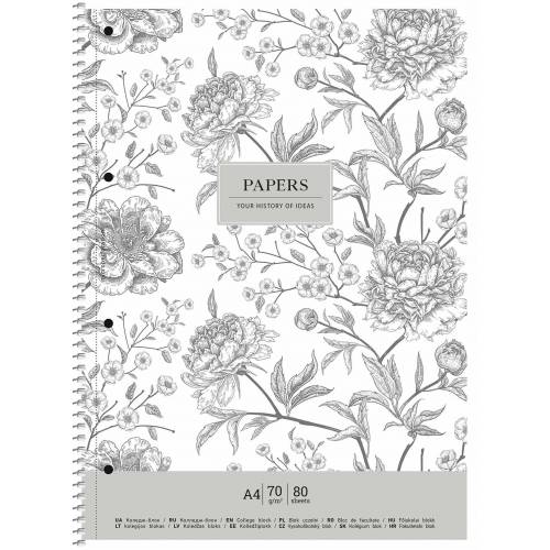 Зошит формат A4  80арк Школярик спіраль A4-080-6700K коледж-бл, обкл картон, матова лам, білий папір 70гр/м2 клітинка